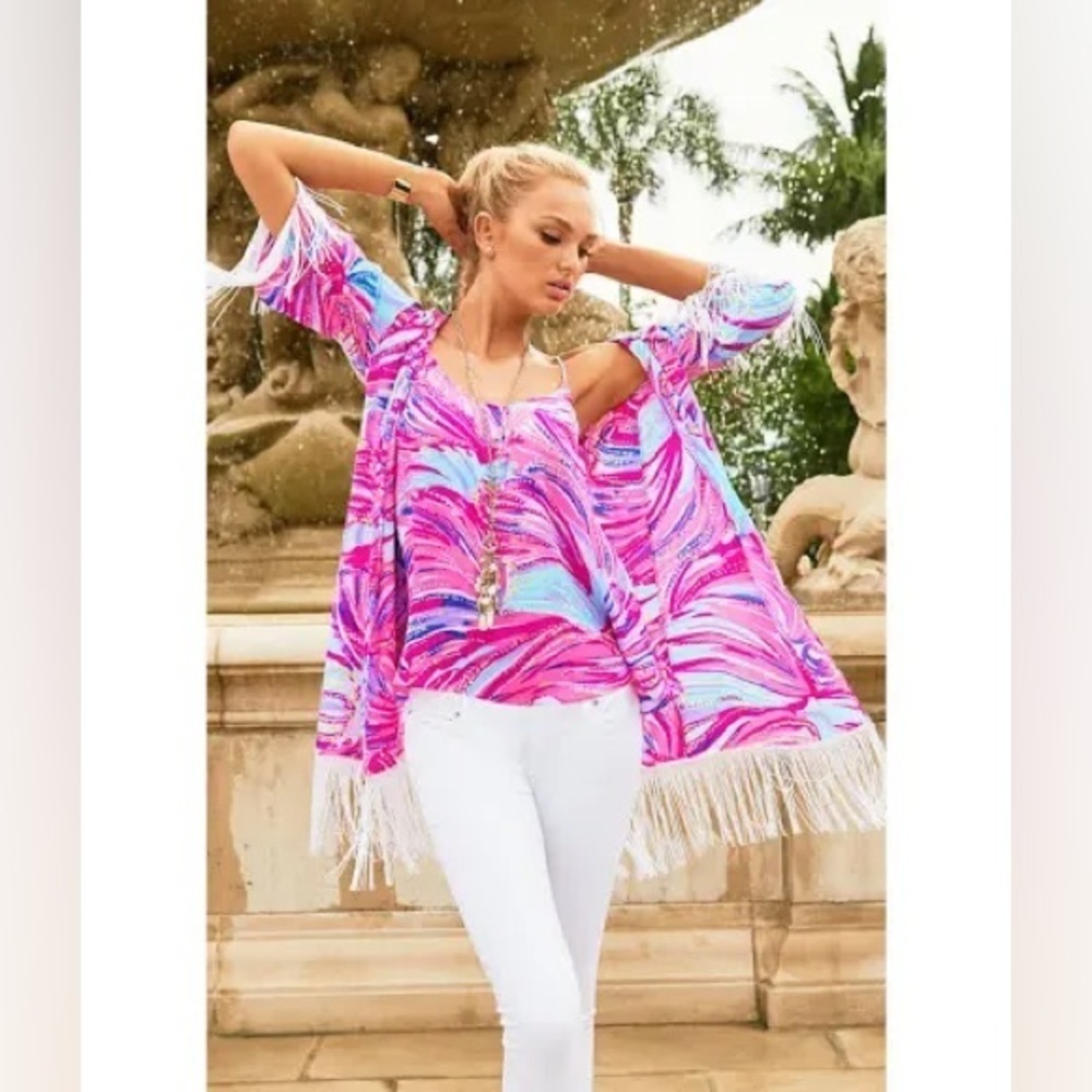 Lilly Pulitzer Noelle Kimono Oh My Guava Size XXS
